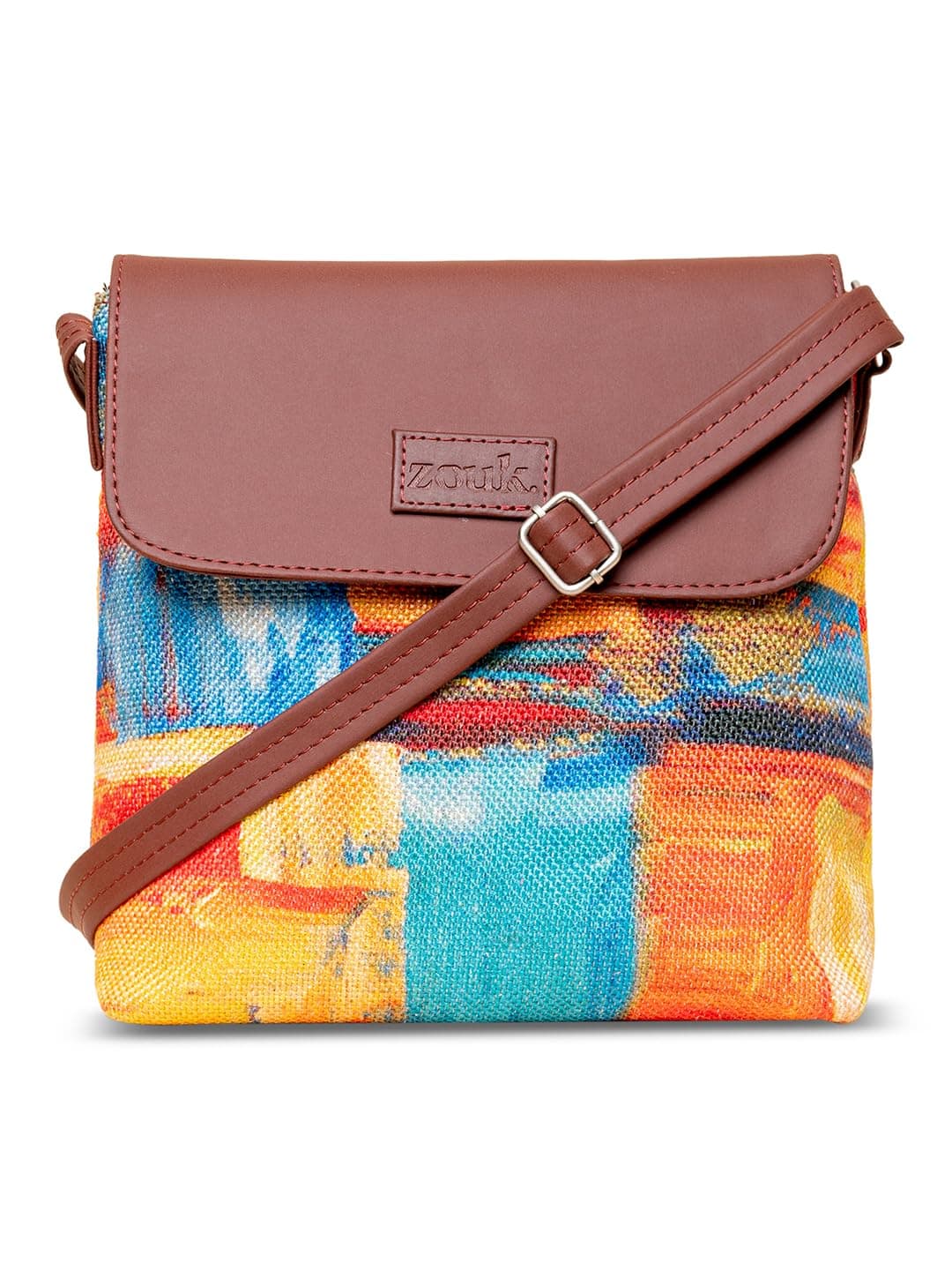 ZOUK Flap Sling Bag | Crossbody Bags for Women | Women's Handbags | Stylish | Vegan Leather Evening Bag | Travel & Office Use | Purse and Wallet | Abstract Amaze Print