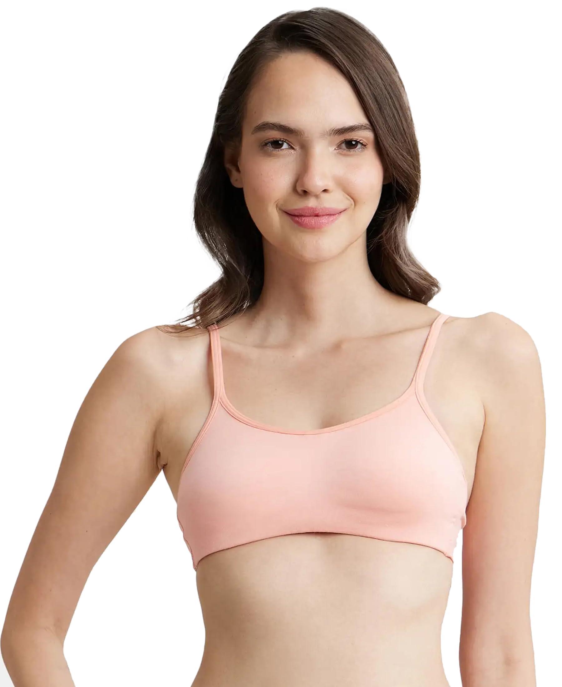 Jockey SS12 Women's Wirefree Non Padded Super Combed Cotton Elastane Stretch Full Coverage Beginners Bra with Adjustable Straps_Candlelight Peach_36C
