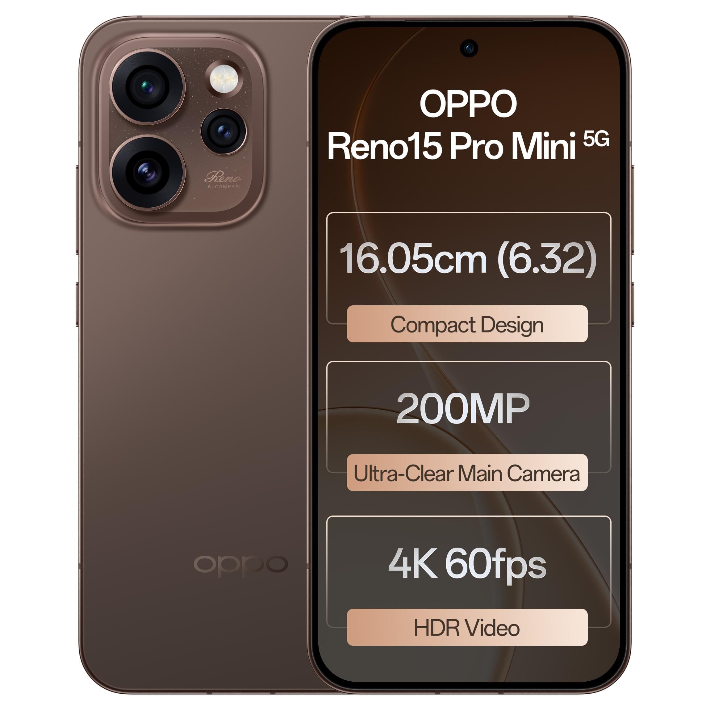 Oppo Reno15Pro mini 5G (Cocoa Brown, 12GB RAM, 256GB Storage) with No Cost EMI/Additional Exchange Offers