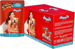 Drools Adult Wet Dog Food 2.25kg (150g x 15) Pack of 15 | Real Chicken and Chicken Liver Chunks in Gravy | Better Digestibility & Health | Healthy Skin & Coat | Maintains Joint Health