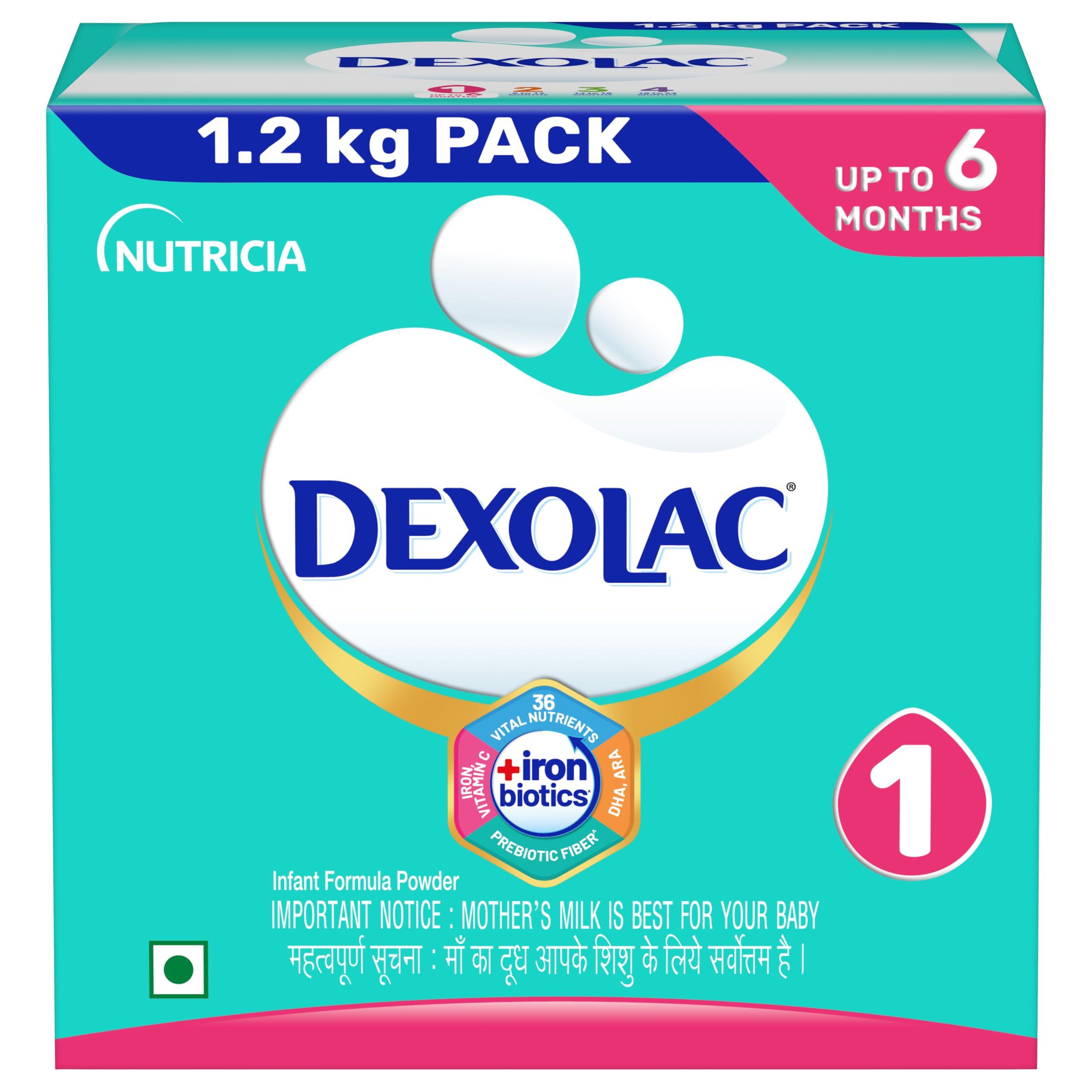 Dexolac Stage 1 Infant Formula for Babies - (0-6 months) - with Iron Biotics, DHA and other vital nutrients - 3x400g -Bag -in -Box