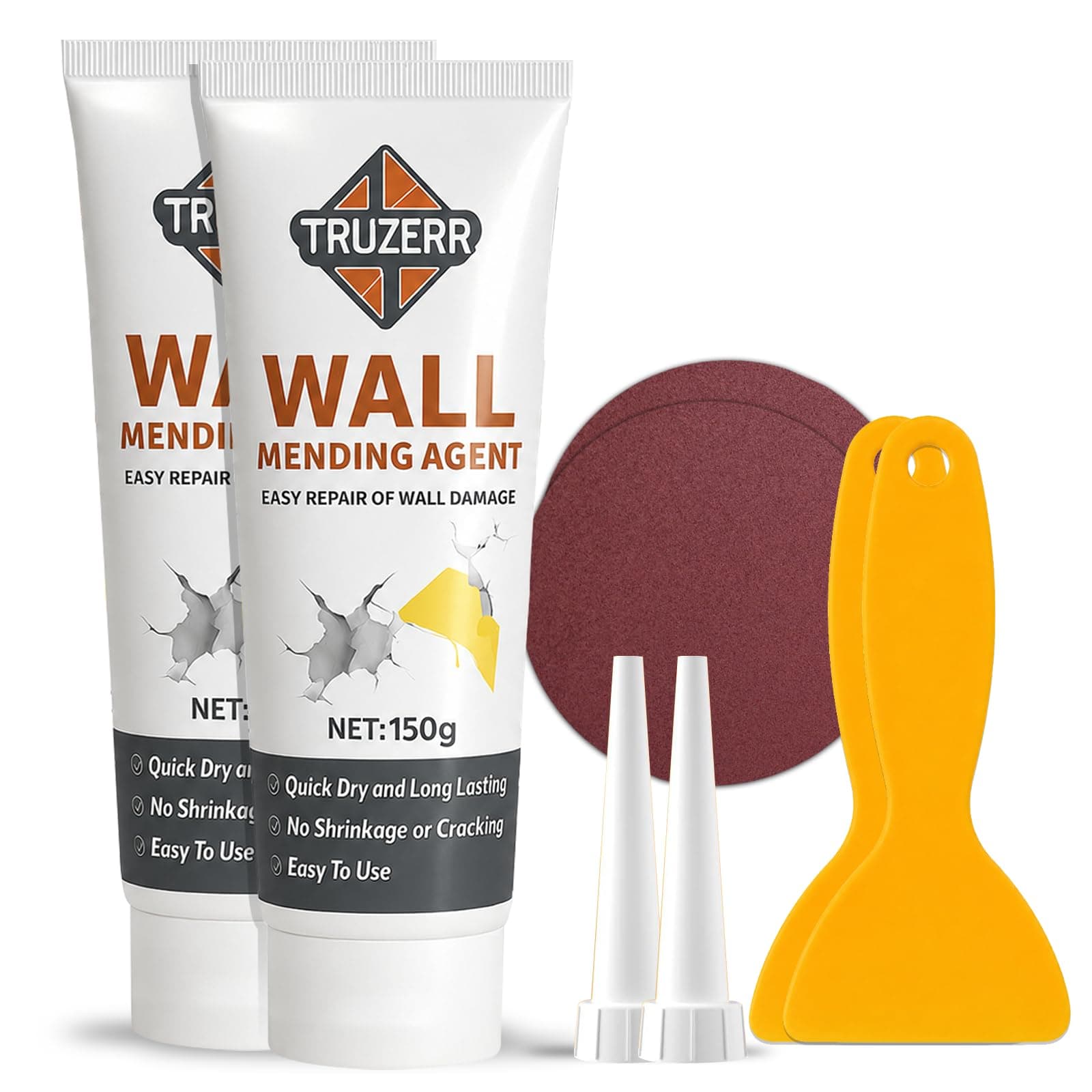 Truzerr™ Wall repair paste (150g x 2) wall putty paste, wall crack repair for walls Holes & Damage | wall crack filler, DIY wall paint repair | Wall putty Filler, putty paste, wall paint repair (300g)