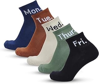 The Sock Street Ankle Length Socks For Men Combo, Made With Durable & Breathable Cotton, Anti Odour & Anti Bacterial, 5 Pair Days of the Week, Ideal for Gym, Running, Office, Sports Sox