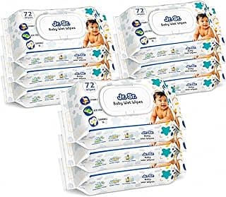 Jr. Sr. Baby Wipes With Lid | 72 Wipes x Pack of 9, 648 Wipes | Safe & Moist Wet Wipes for Babies | Prevents Rashes & Redness with Goodness of Aloe Vera, Vitamin E & Chamomile Oil | No Paraben & No Alcohol