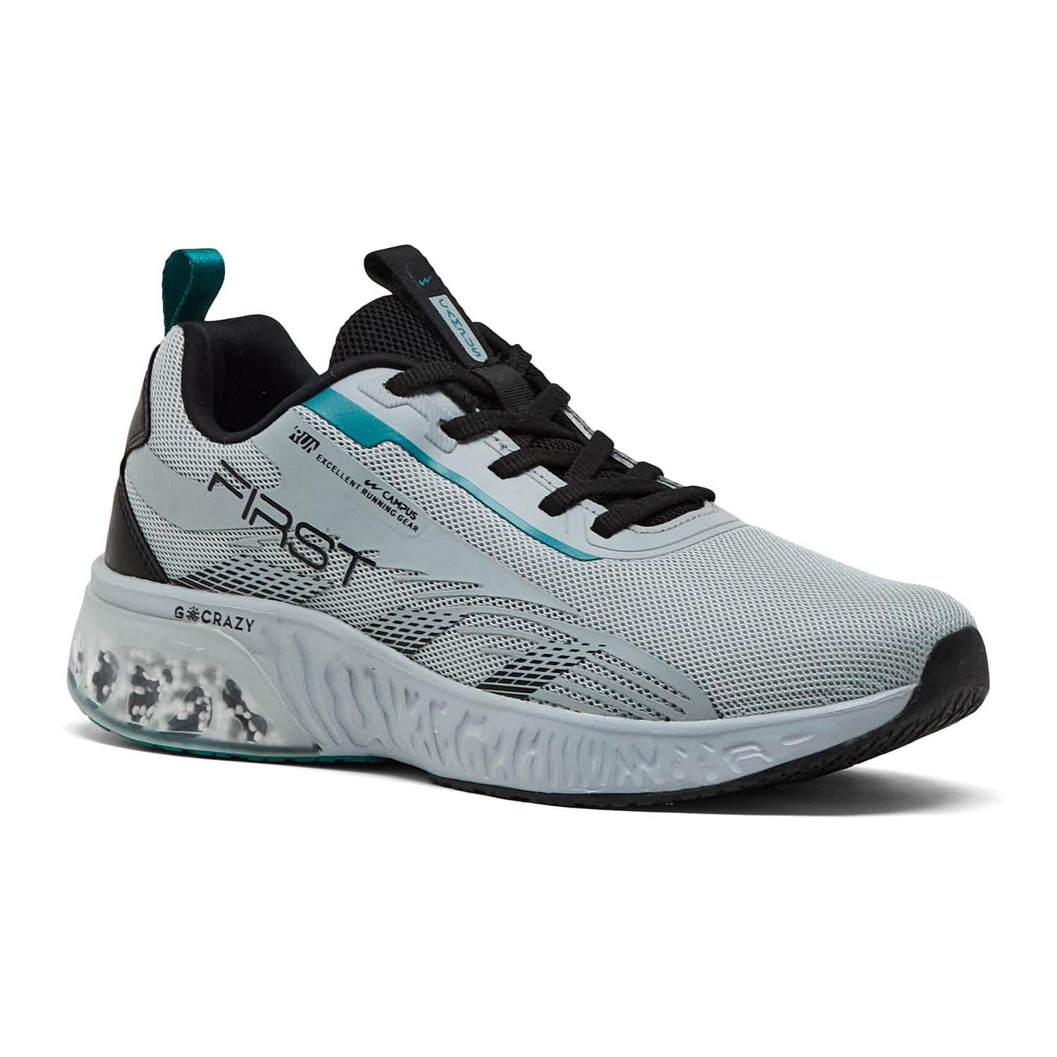 Campus Men's First Running Shoes L.Gry/BLK - 8UK/India