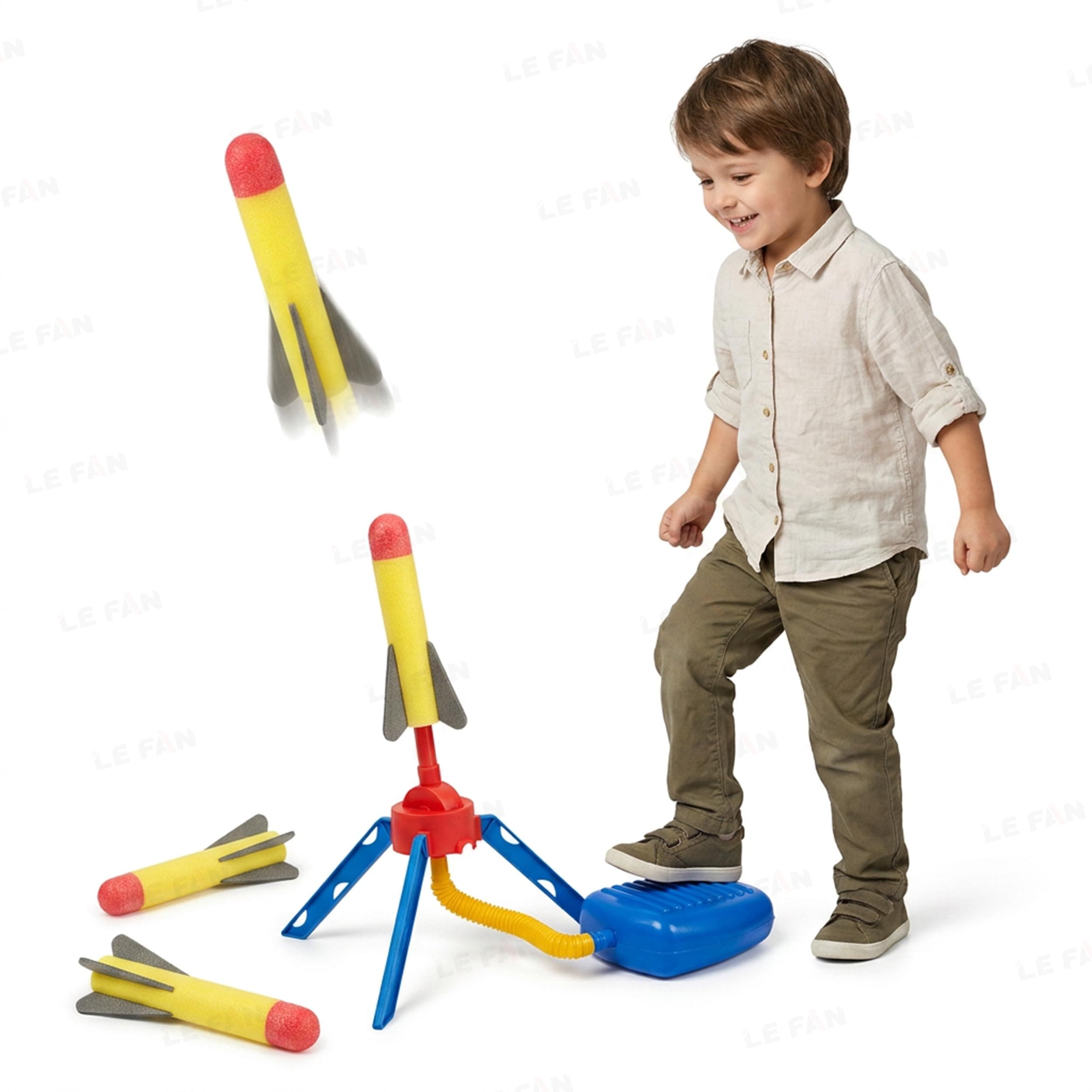 Lefan Air Powered Flying Rocket Toy for Kids, Foam Rocket Launcher Set with Foot Pump, Indoor & Outdoor Garden Game for Boys & Girls Age 3 4 5 6 7 8+ Flies Up to 150 ft No Batteries Required