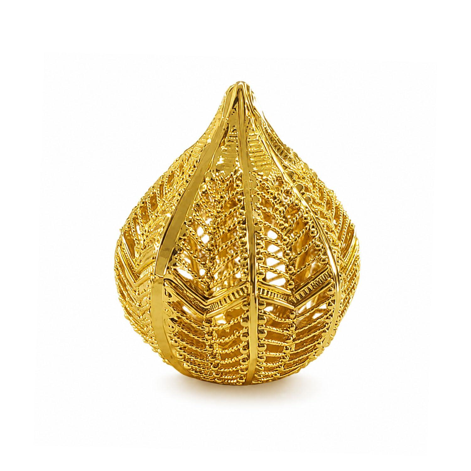 VAMA FASHIONS 18K Gold Plated Modak for Ganpati Decoration Jali Design Table Top Showpiece Ganesh Chaturthi Pooja Ornament for Ganpati Bappa Shringar Home Mandir Festive Decor