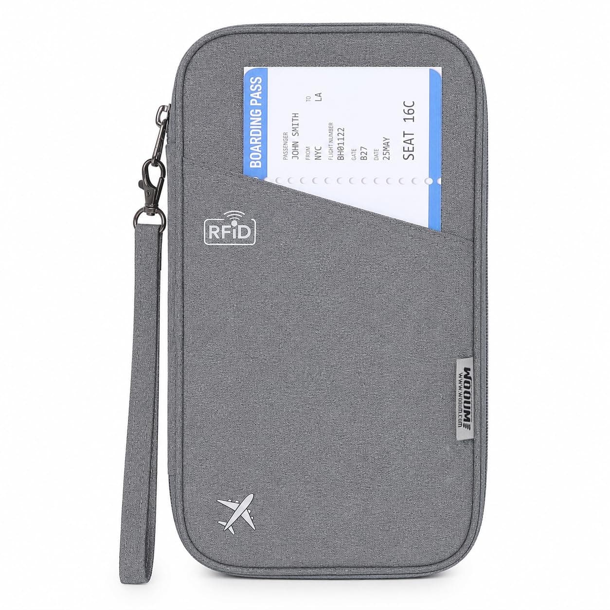 Wooum Passport Holder for Family, Passport Case Protection, Water Resistant Passport Bag for Men & Women, Travel Document Organizer, Passport Cover, Credit Cards Case for Travel, Light Grey