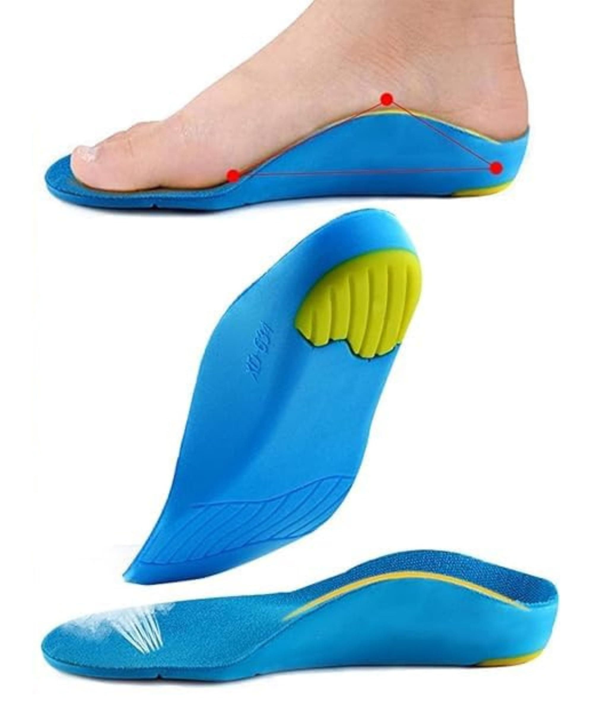 Purastep Orthotic Arch Support Shoe Insoles, Children Pu Cushioning Inserts, Shock Absorption Velvet Surfaces Deep Heel Cup Inner Sole for Flat Feet, Feet Heel Pain Relief | UK 9-11 | 1 Pair