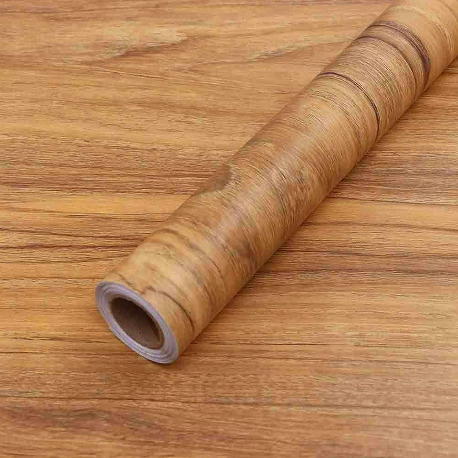 WISDOM Self Adhesive Vinyl Wood Grain Wallpaper for Furniture Vinyl Stickers Wooden Door Desktop Wall Papers Kitchen-Cupboard/Shelf Liner Sheet (16 x 48 Inch, Grain 01, Brown