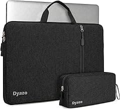 Dyazo 15.6 Inch Laptop Sleeve Case with Handle & Charger Pouch | Water-Resistant Shockproof Protective Front Accessories Pocket Bag | Compatible for Dell, HP, Lenovo, MacBook & More Notebooks (Black)