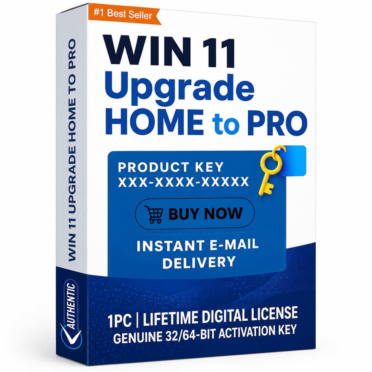 WIN 11 Upgrade Home to Pro, Lifetime Digital License, Genuine 32/64-Bit Activation Key, 1 PC (HOME to Pro)