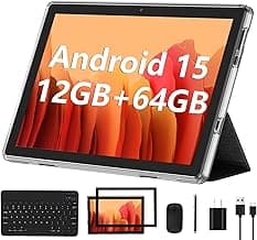 ECOPAD Android 13 Tablet 2023 - 10 Inch With 6GB RAM, 64GB ROM, 1TB Expanded, Quad-Core, 2 in 1 With Keyboard Mouse, Wi-Fi 6, Bluetooth, GMS Certified IPS Touch Screen - Black Set
