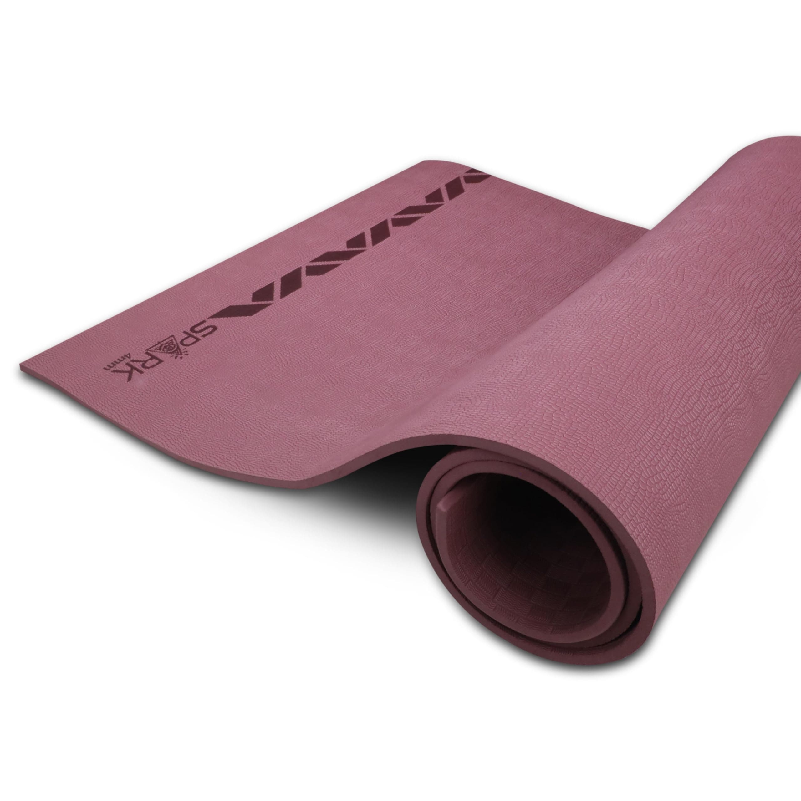 Nivia Spark EVA Yoga Mat for Men & Women, 4 mm with Carry strap, Anti Skid, Exercise Mat for Home Workout, Foldable yoga mat, For Gym Exercise/Fitness (Wine)