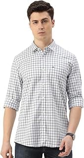 Peter England Men's Slim Fit Full Sleeve Checkered Casual Shirt | 100% Cotton | Premium Twill Weave