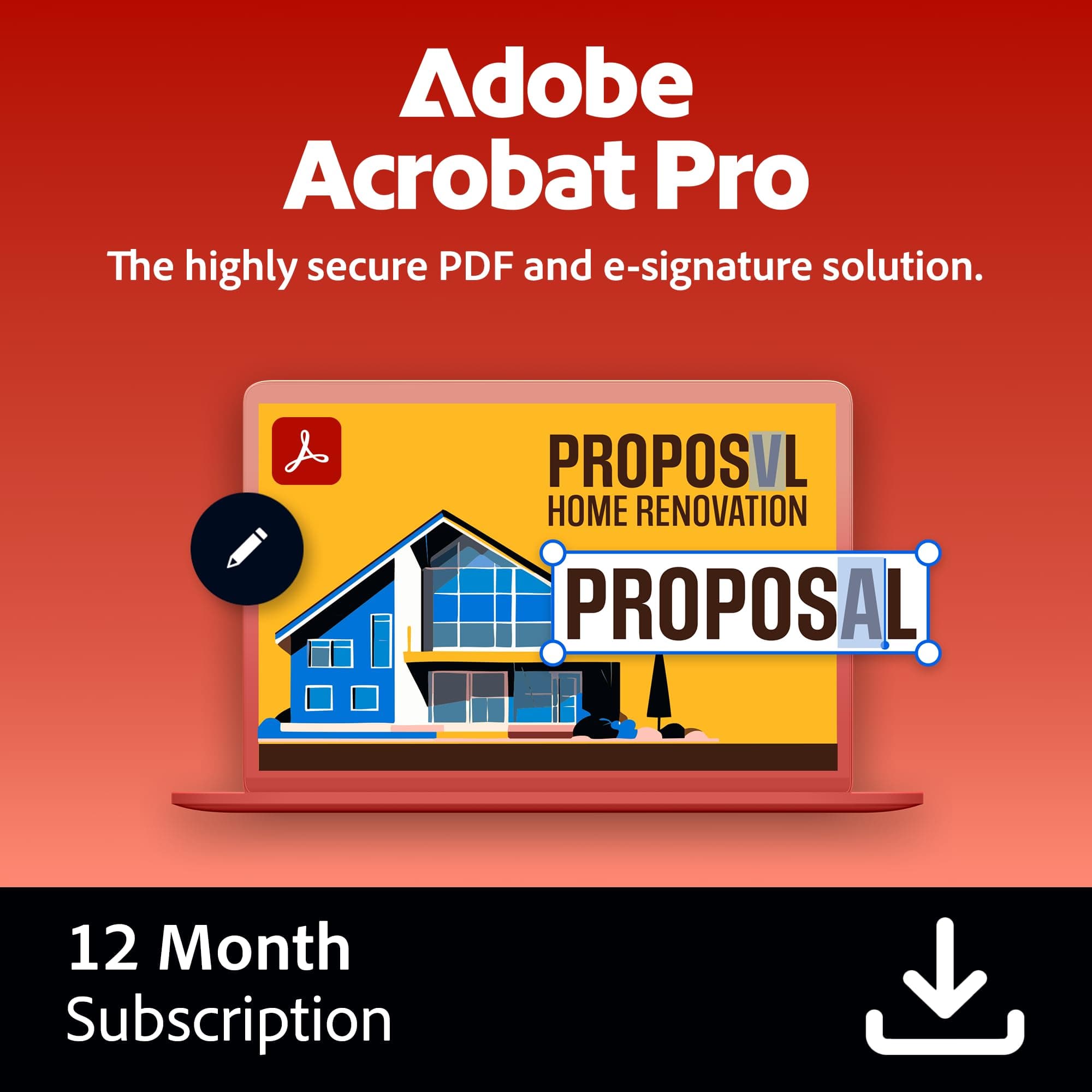Adobe Acrobat Pro | PDF Software | Convert, Edit, Covert, Sign | 12-Month Subscription | PC/Mac | Email Delivery