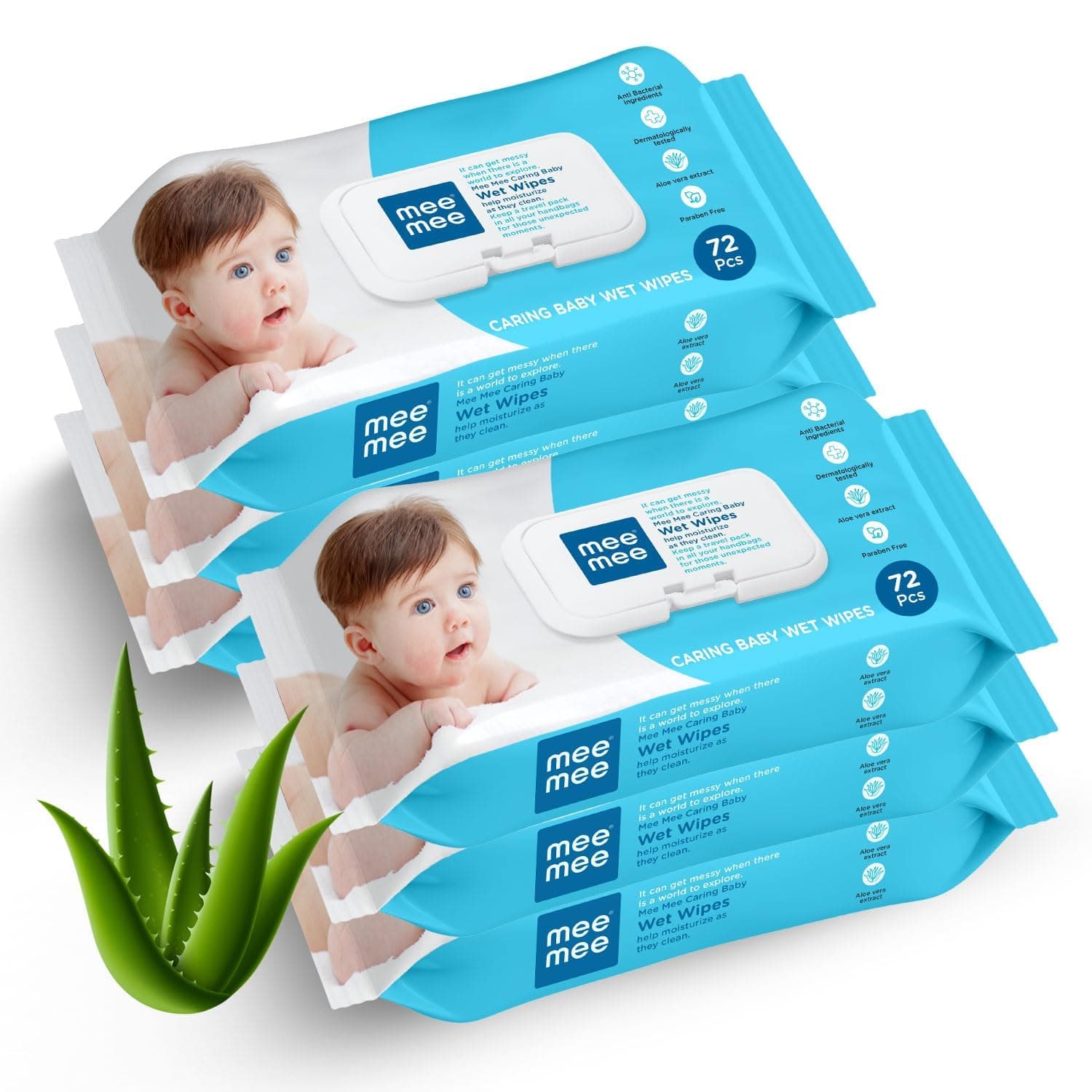Mee Mee Soft Gentle Baby Wet Wipes | 72 Wipes x Pack of 6-432 | Aloe Vera & Vitamin E | Paraben & Sulphate Free | Cleansing Baby Wipes Combo