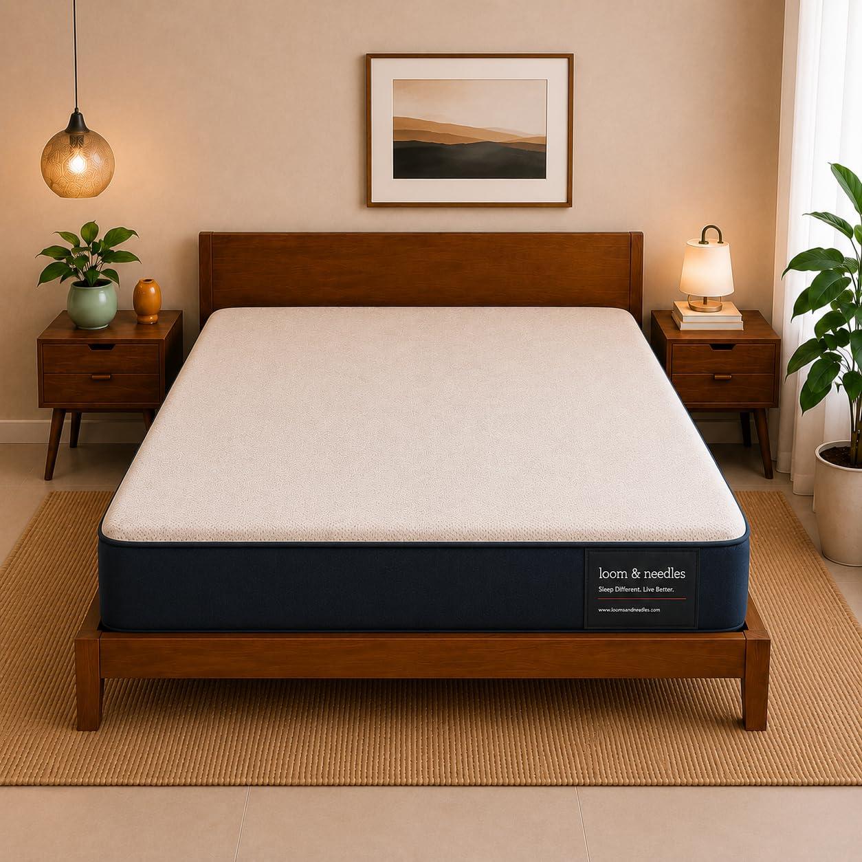 LOOM & NEEDLES Orthopedic Mattress | Dual Comfort with Hard & Soft Foam Flip Mattress | 4 Inches 2 Layered Medium Soft & Firm Support | Queen Size Gadda | 78x60 Inch
