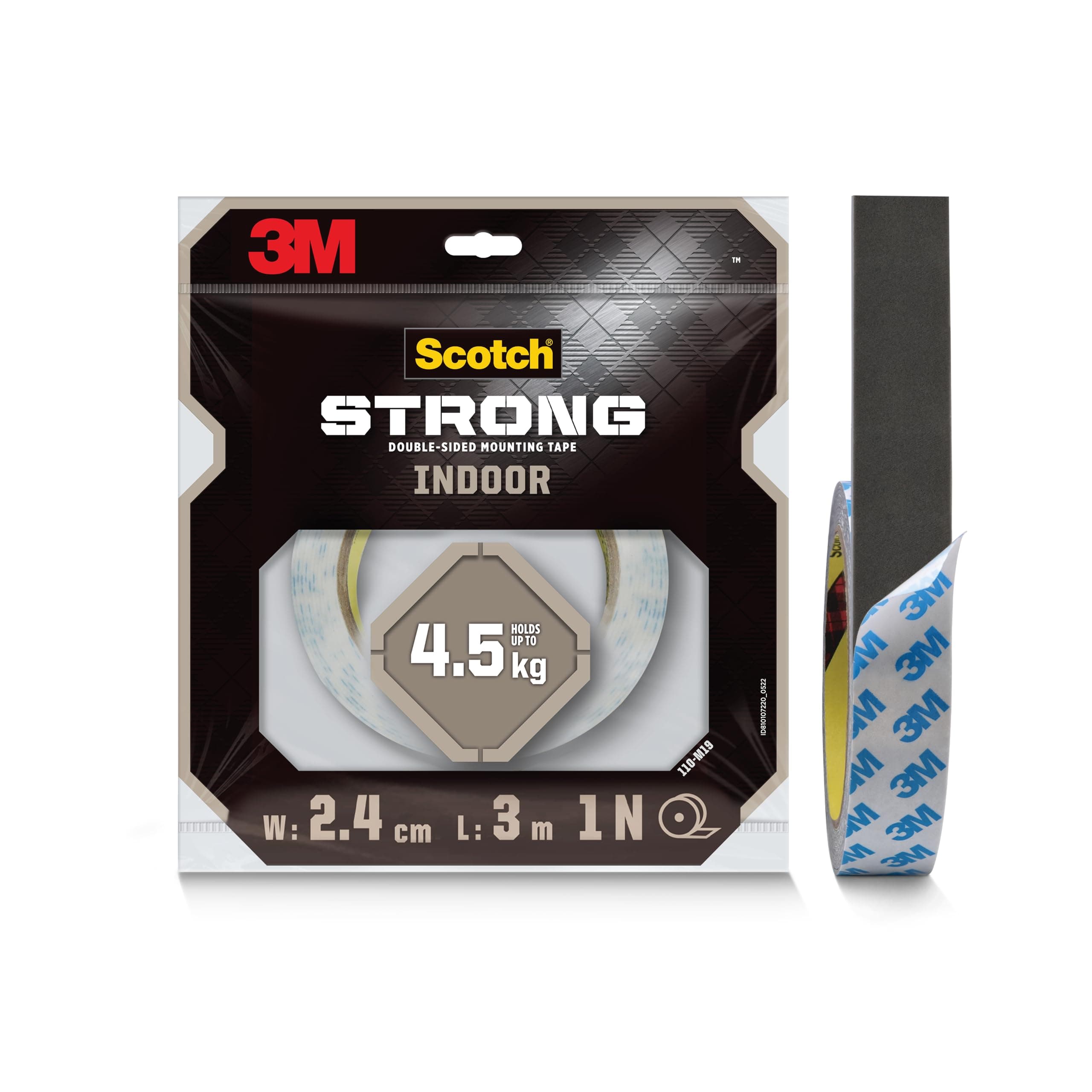Scotch 3M Double Sided Tape (1m holds 4.5Kgs) for indoor hanging applications (Photo frames, Mirrors, Key Holders, Extension Boards, Wall decoration, etc)(L: 3m, W: 24mm)