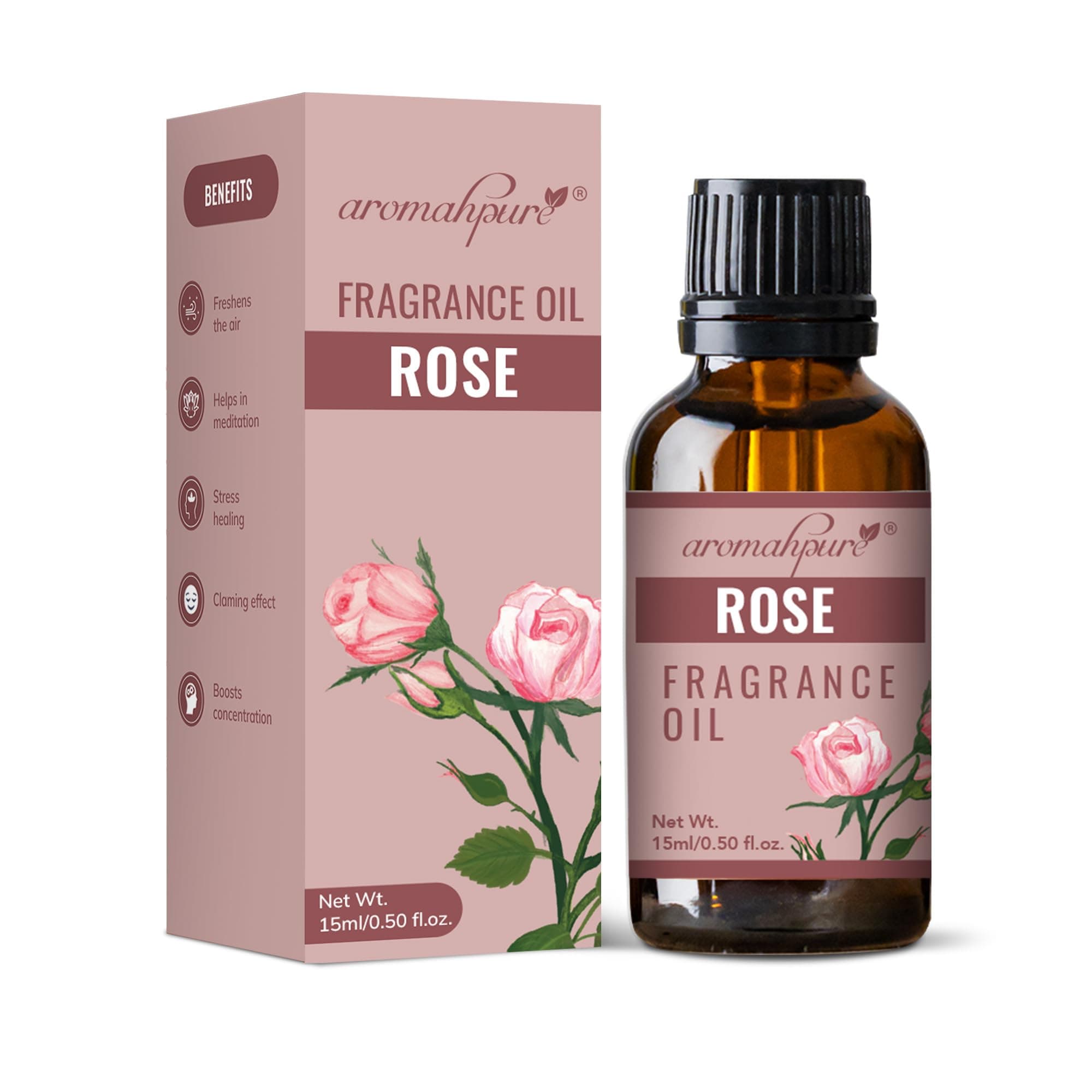 Aromahpure Fragrance Oil | 15 ml | Rose Aroma Oil for Home Fragrance | Best for Aromatherapy | Helps in Meditation | Used in Diffusers, Candles, Air Fresheners, Soaps, IFRA Certified