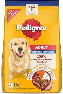 Pedigree Adult Dry Dog Food, Chicken & Vegetables, 1 kg, Contains 37 Essential Nutrients, 100% Complete & Balanced Food for Adult Dogs