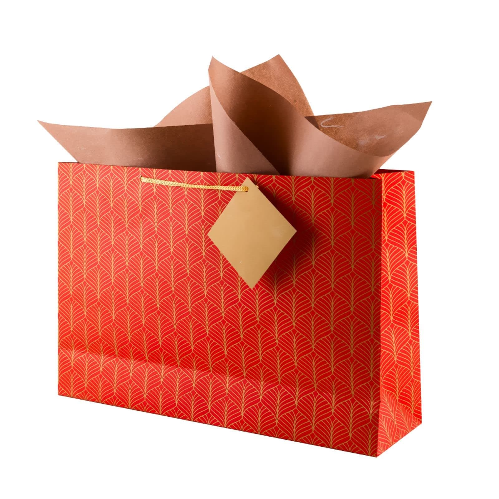 Birch & Co. Gift Bags - Paper Bags For Return Gifts - Paper Gift Bag - Large Carry Bags For Gifting - Large Goodie Bags With Tissue And Thank You Card - Gift Covers - Pack Of 100, Red