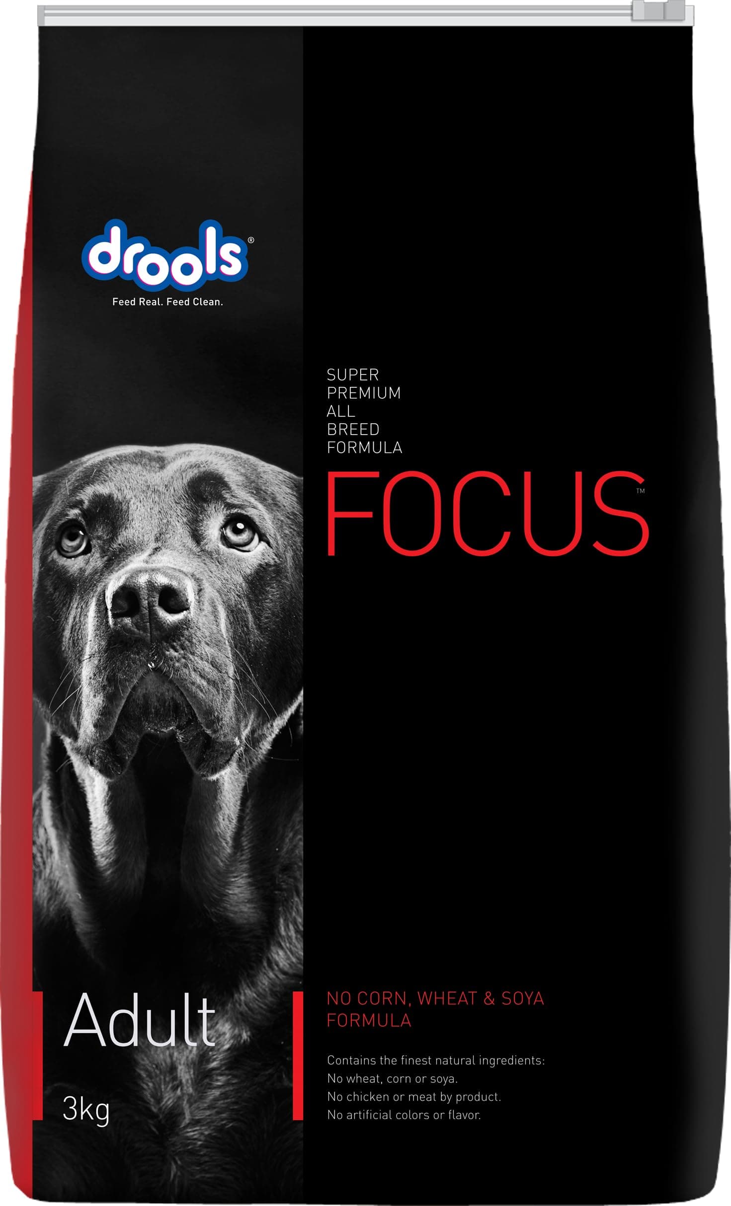 Drools Focus Super Premium Adult Dry Dog Food 3kg | Chicken Flavour | Healthy Digestive System | Bone & Joint Health | Healthy Skin & Coat | Dental Health