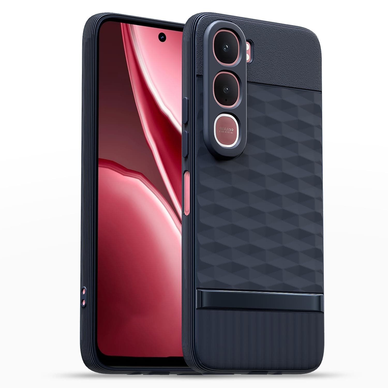 Pikkme Back Cover for Vivo Y31 5G Camera Protection 3D Hexa Cube Design Silicone Protective Bumper Case (Blue)