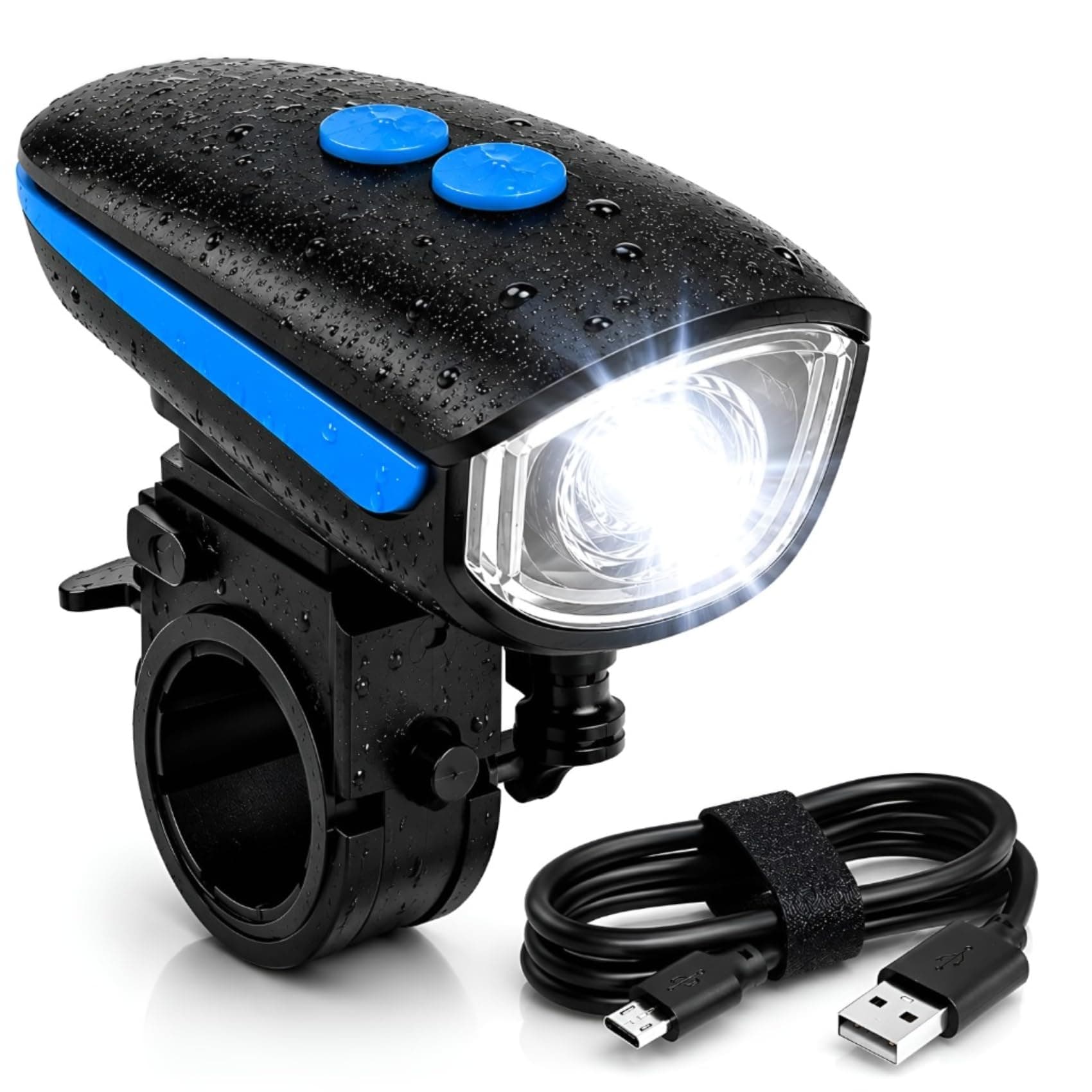 PulGos Cycle Lights for Bicycle with Horn | Powerful LED Rechargeable Cycle Front Light | Waterproof | 3 Lighting Modes | 48H Battery Backup | Electric Bicycle Horn | Bicycle Lights for Night Riding
