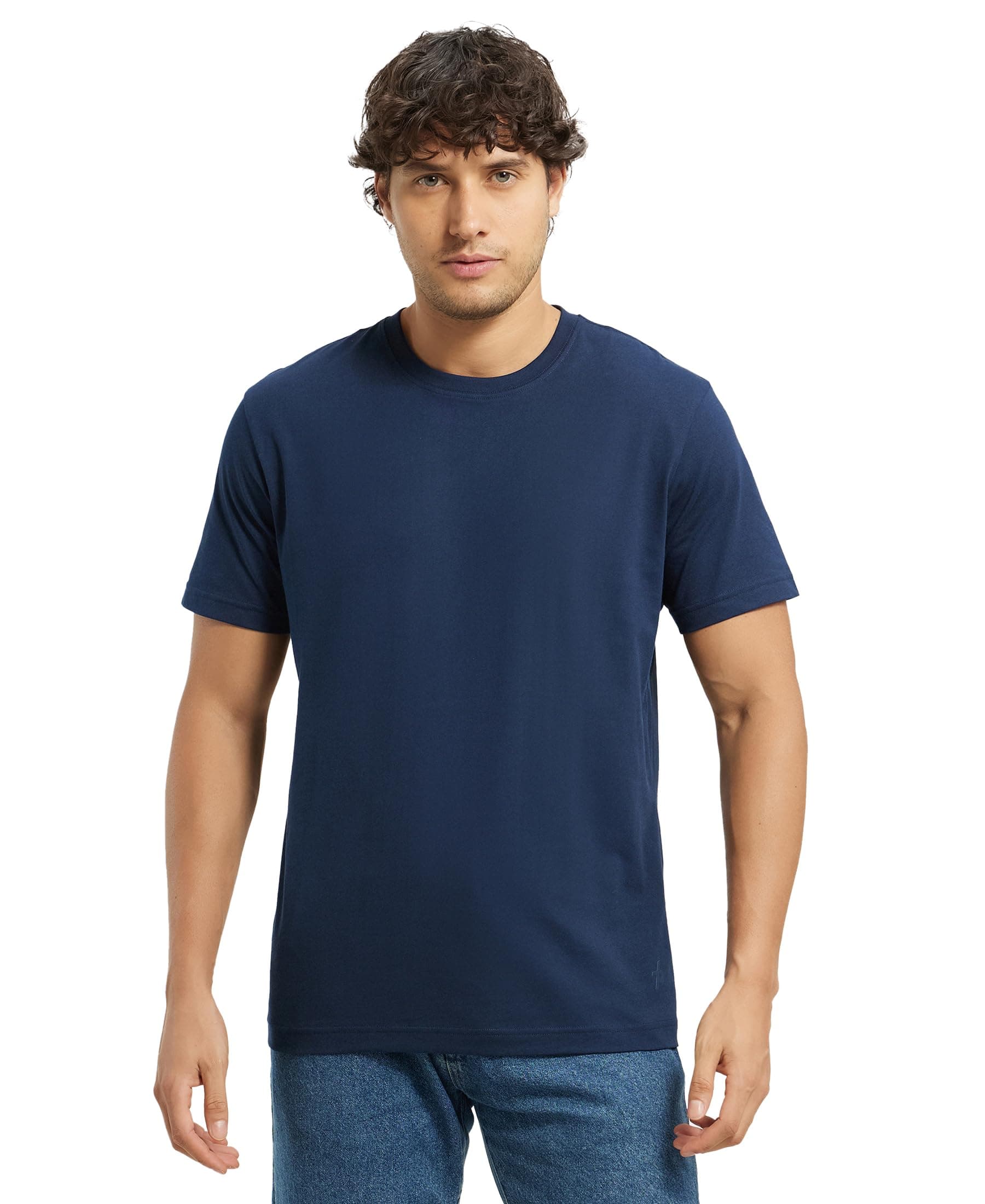 Jockey Men's Regular Fit Round Neck Half Sleeved T-Shirt 2714_Navy_L