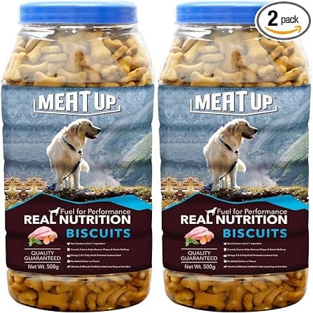 Meat Up Dog Treats Biscuits, Mutton Flavour (500g + 500g) Total 1Kg Pack (All Life Stages)