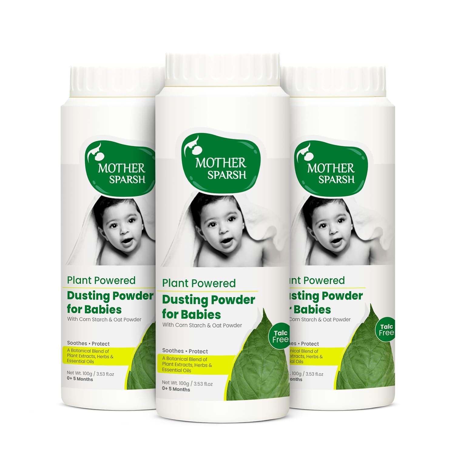 Mother Sparsh Plant Powered Talc Free Dusting Powder For Babies- 100g X 3 | With Corn Starch & Oat Powder