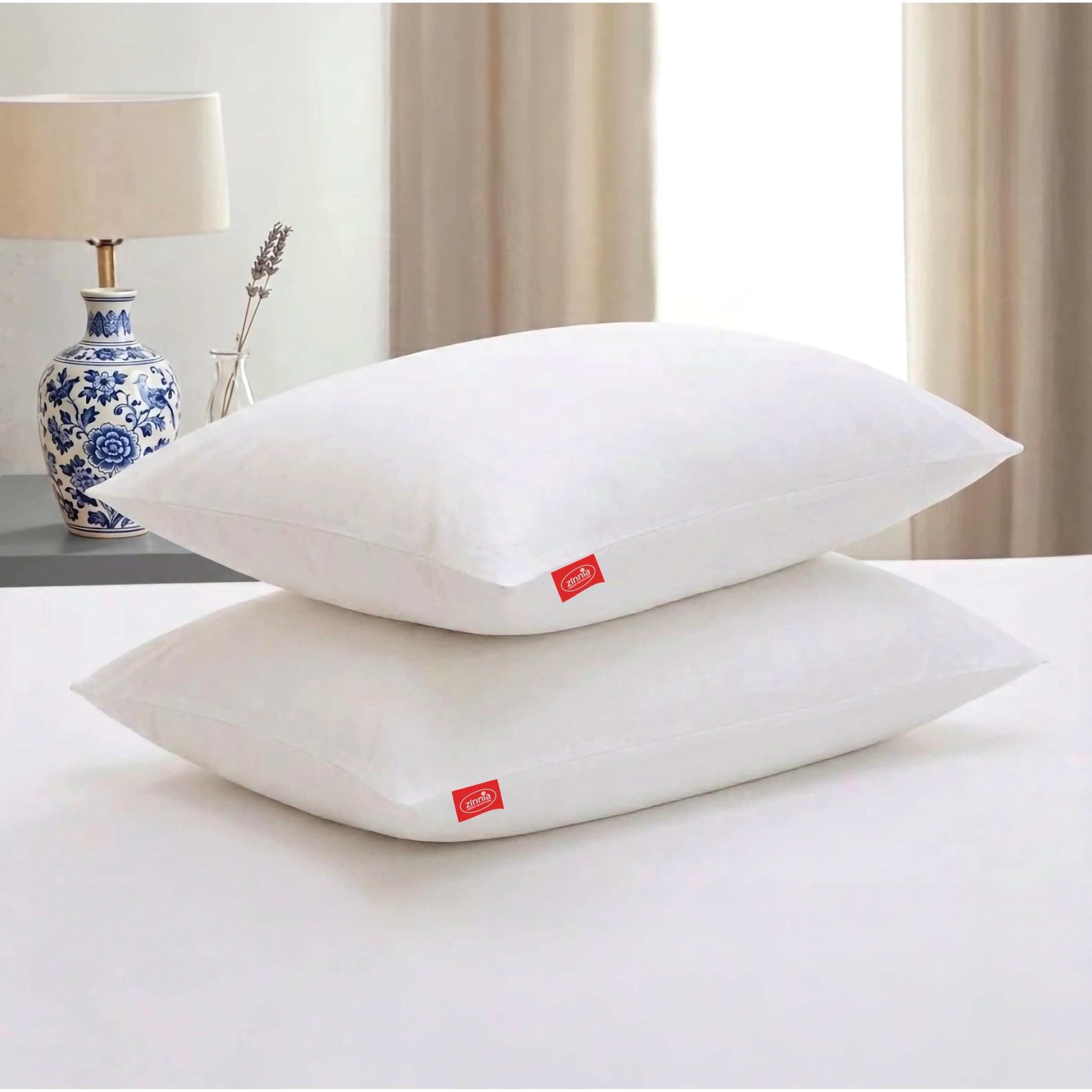 Zinnia Comfort Soft Microfiber Bed Pillows for Sleeping | White, Regular Size 16 x 24 Inches | Soft & Comfortable Set of Pillow for Home & Daily Use | Pack of 2