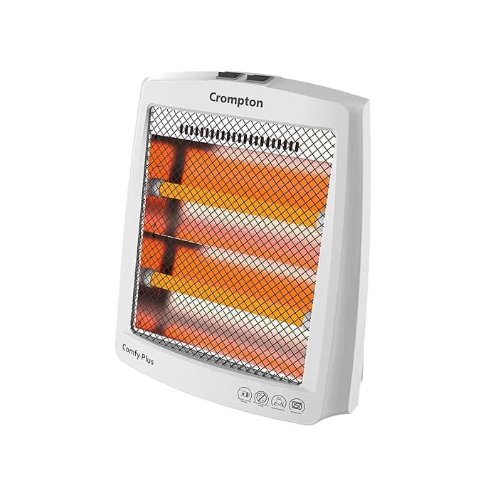 Crompton Comfy Plus 800 Watt Quartz Room Heater with 2 Heat Setting | Handle to carry | Neon Lamp indicator