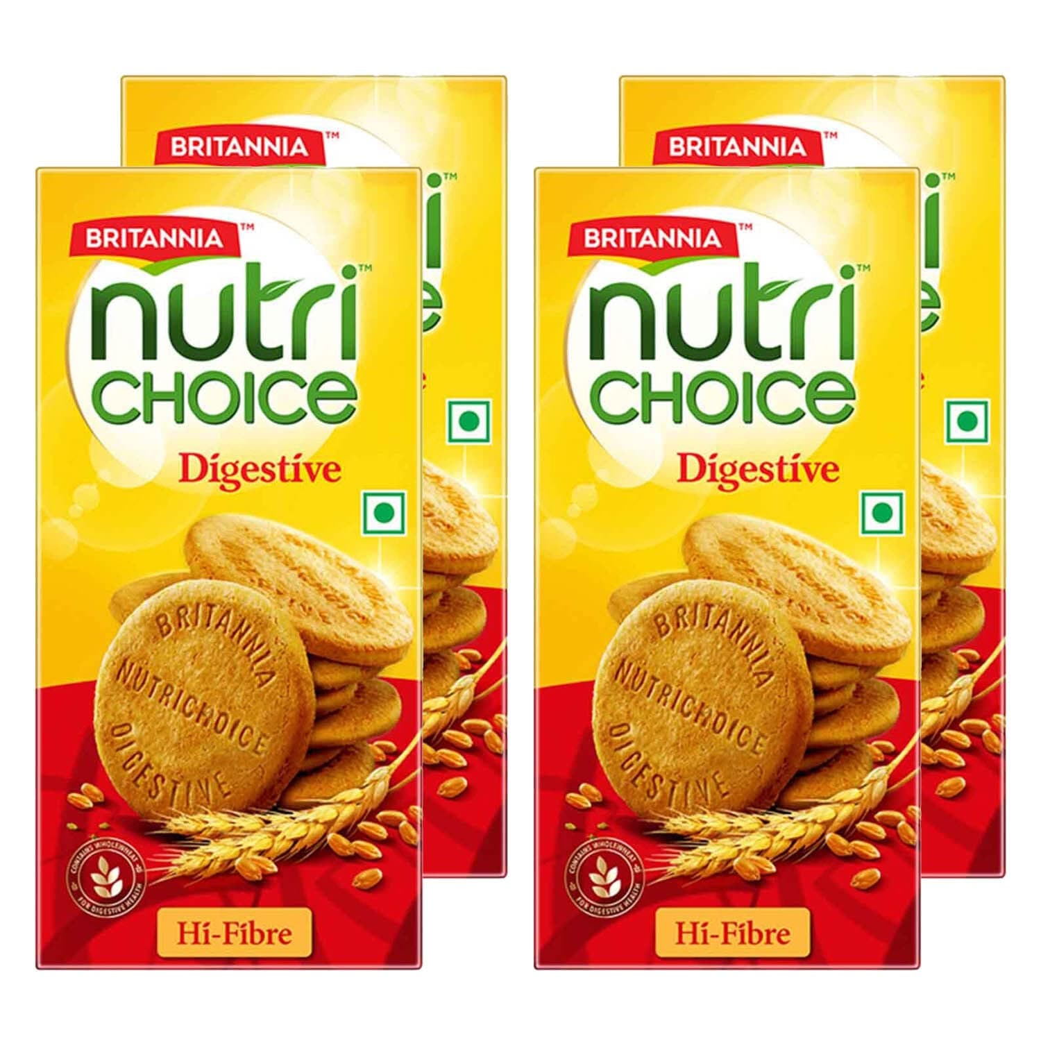 Britannia Nutri Choice High Fibre Digestive Biscuits, 250 g Pack of 4