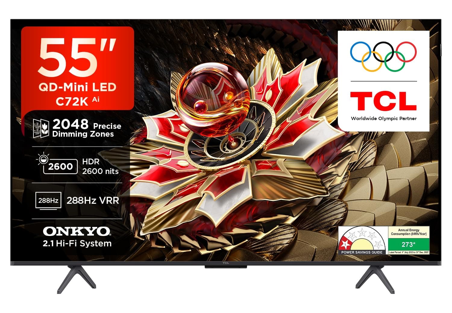 TCL 139 cm (55 inches) 4K UHD Smart QD-Mini LED Google TV 55C72K