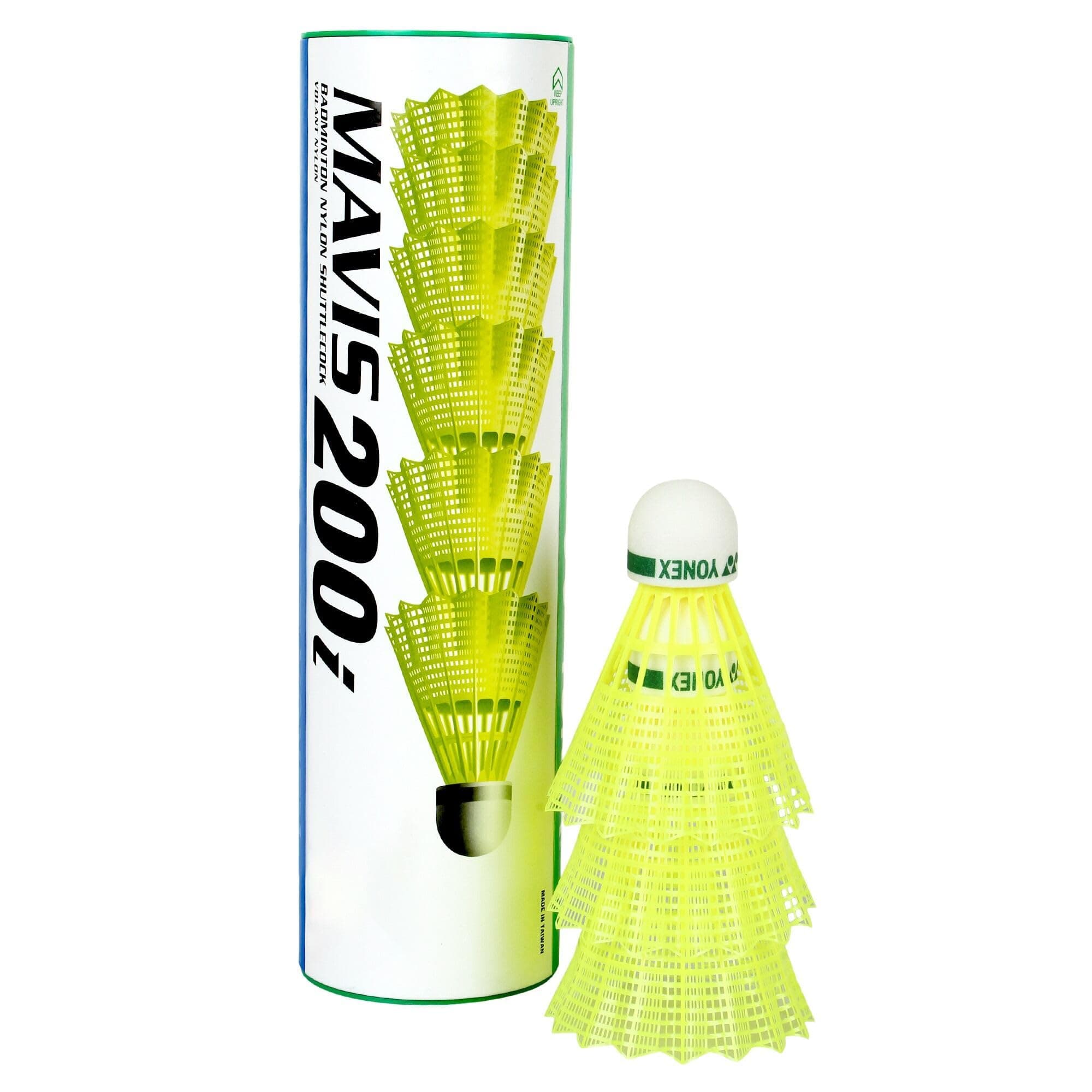 Yonex Mavis 200i Nylon Badminton Shuttlecocks (Yellow, Medium Speed) | Flight Stability | Synthetic Cork