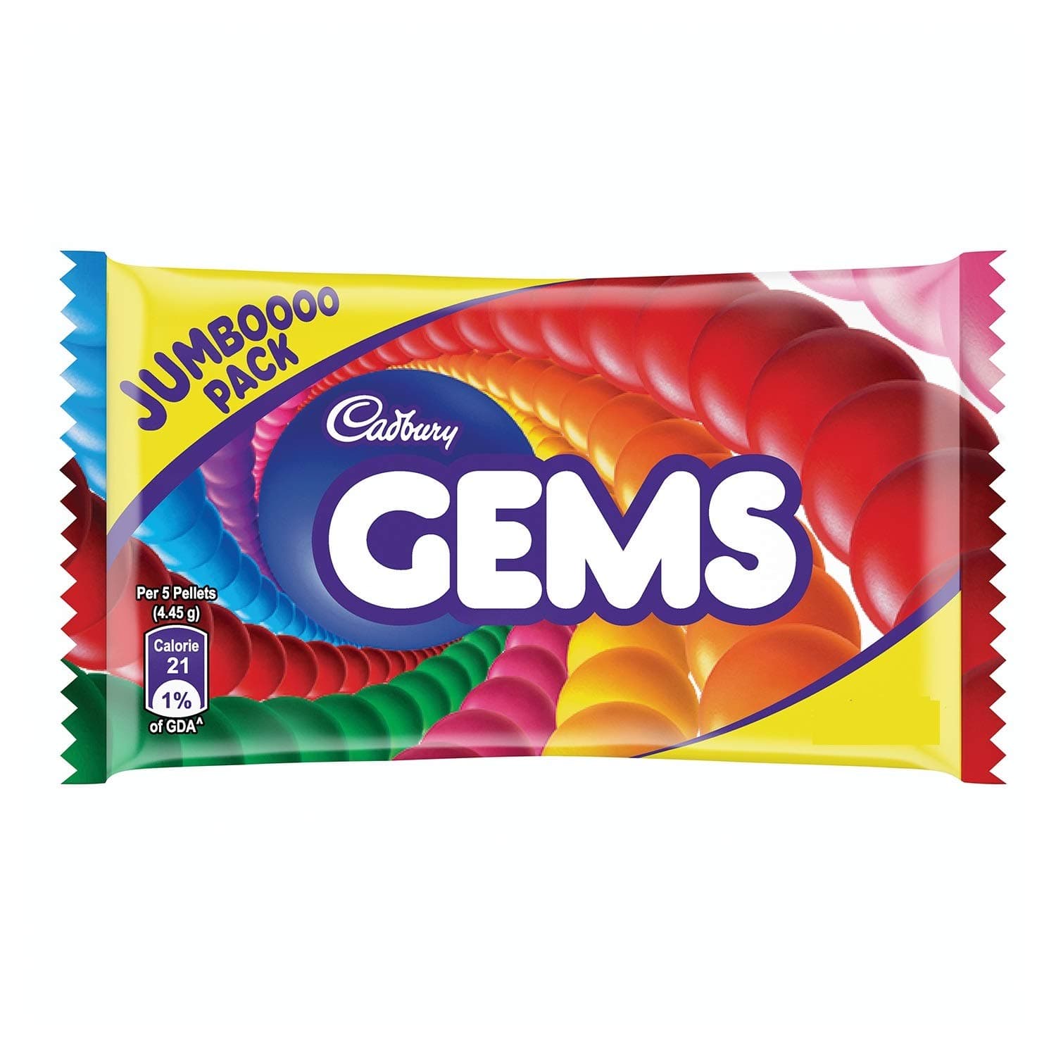 Cadbury Gems Chocolate Jumbo Pack, 44.5 Gm (Pack Of 12)