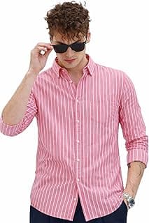 U TURN Men's Casual Printed Striped Stylish Latest Formal Shirt for Men | Cotton Mix 220 GSM