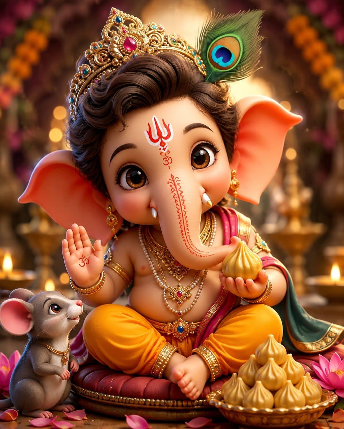 UTOPIC Bal Ganesh Religious Poster A4