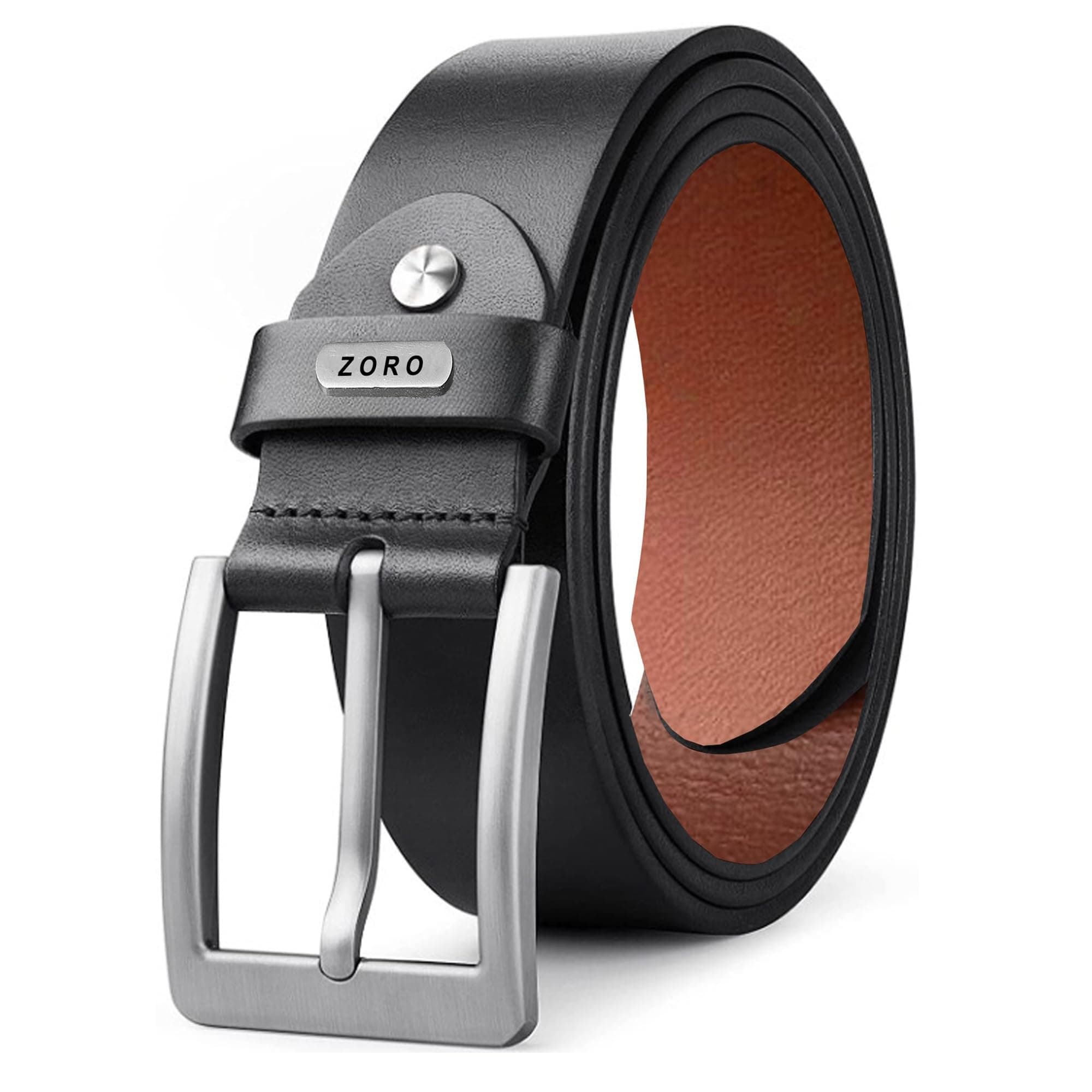 ZORO Men's Genuine Leather Belt for Men | Black | Size 38