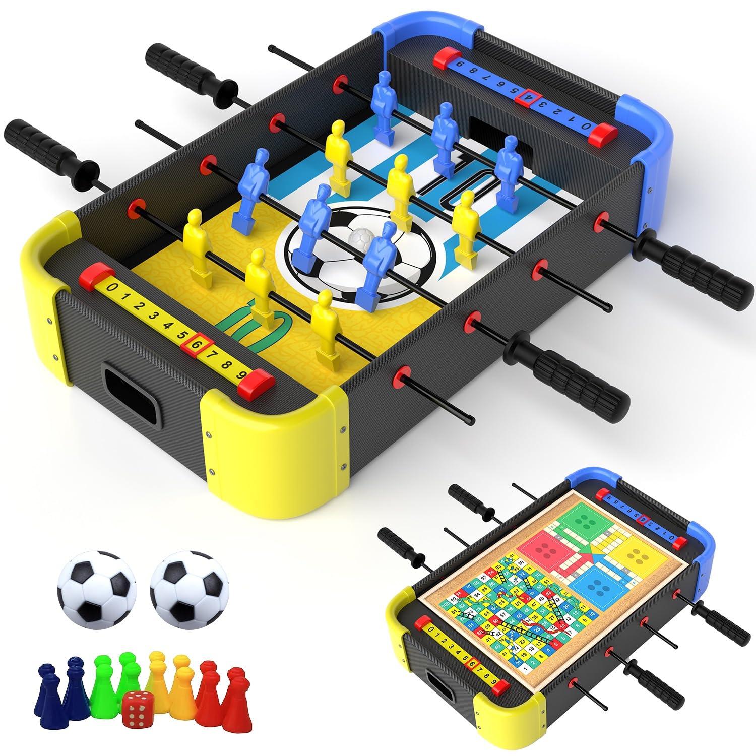 Lifelong Cuppy 3-in-1 Foosball Table| Medium Size Soccer (One Side), Ludo | Snakes & Ladders (Flip Side)| Compact Wooden Game Set for Kids, Adults, Boys | Build for Home, Birthday & Gifting (LLCFBT01)