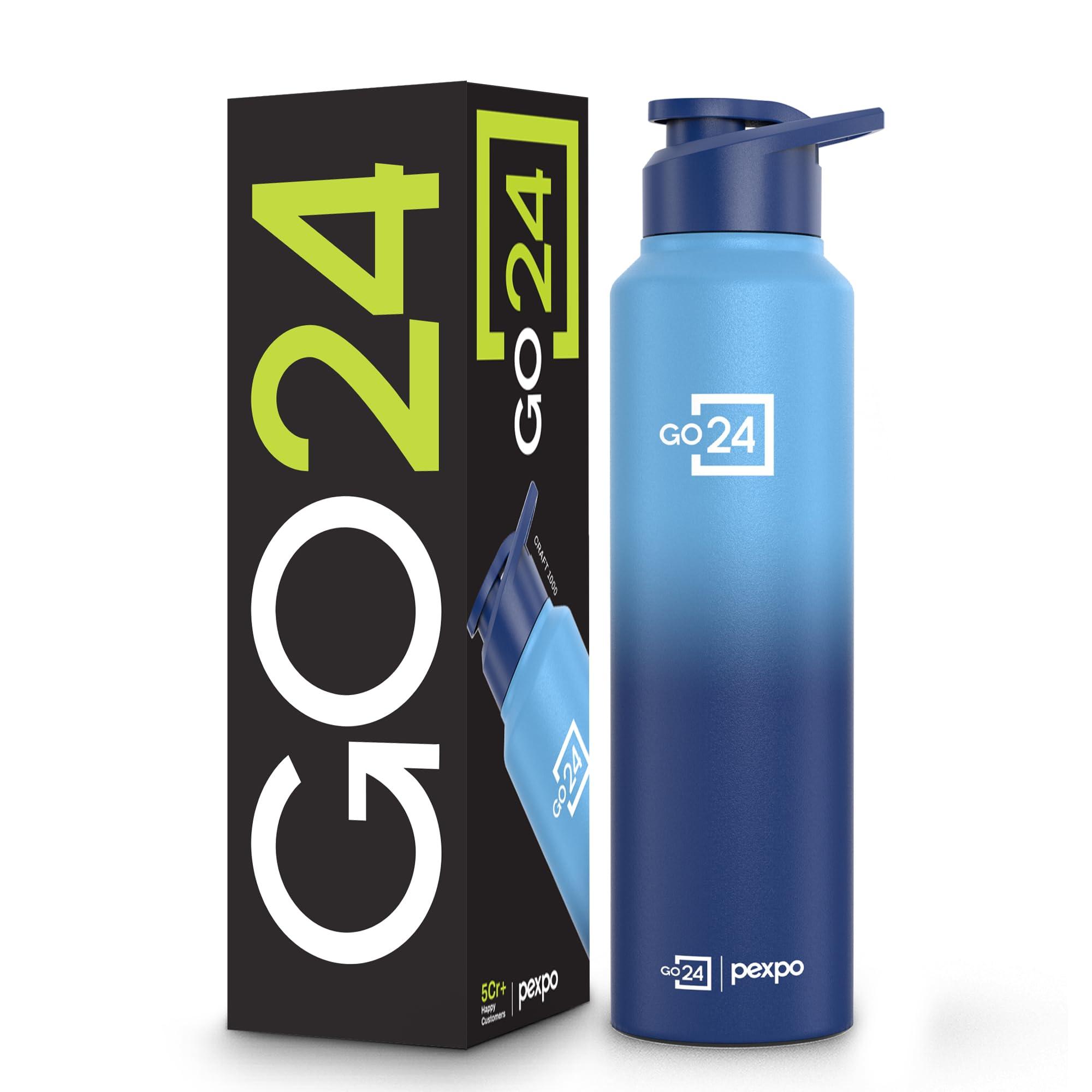 Go24 pexpo Stainless Steel Water Bottle Craft Blue-Denim Blue Ombre 950ml