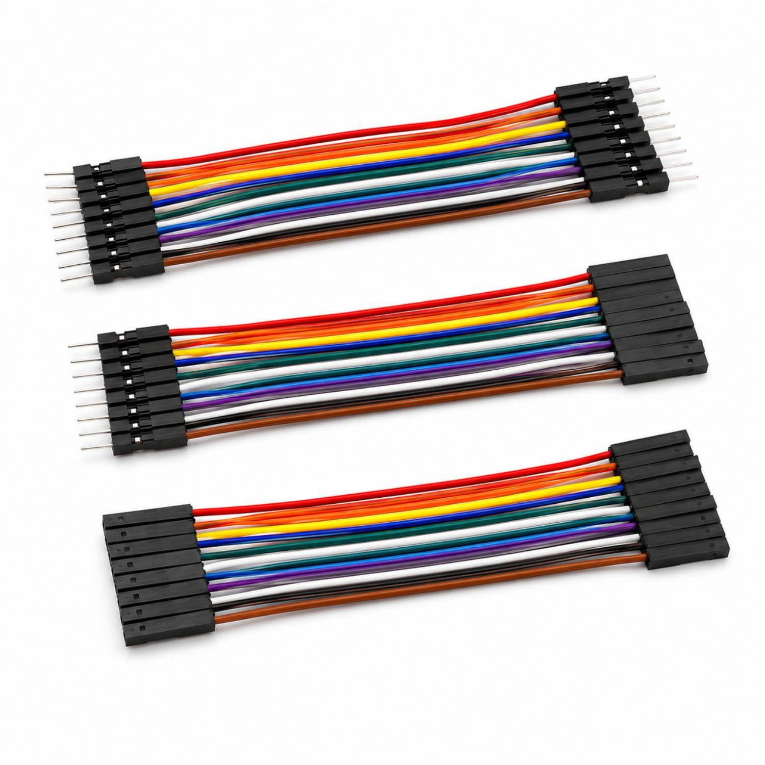 Vibhuti Crafts Assorted Jumper Wires Set - 60pcs Cables for Breadboard, Arduino, ESP32, & DIY Electronics Projects | Includes Male to Male, Male to Female & Female to Female Dupont Wires