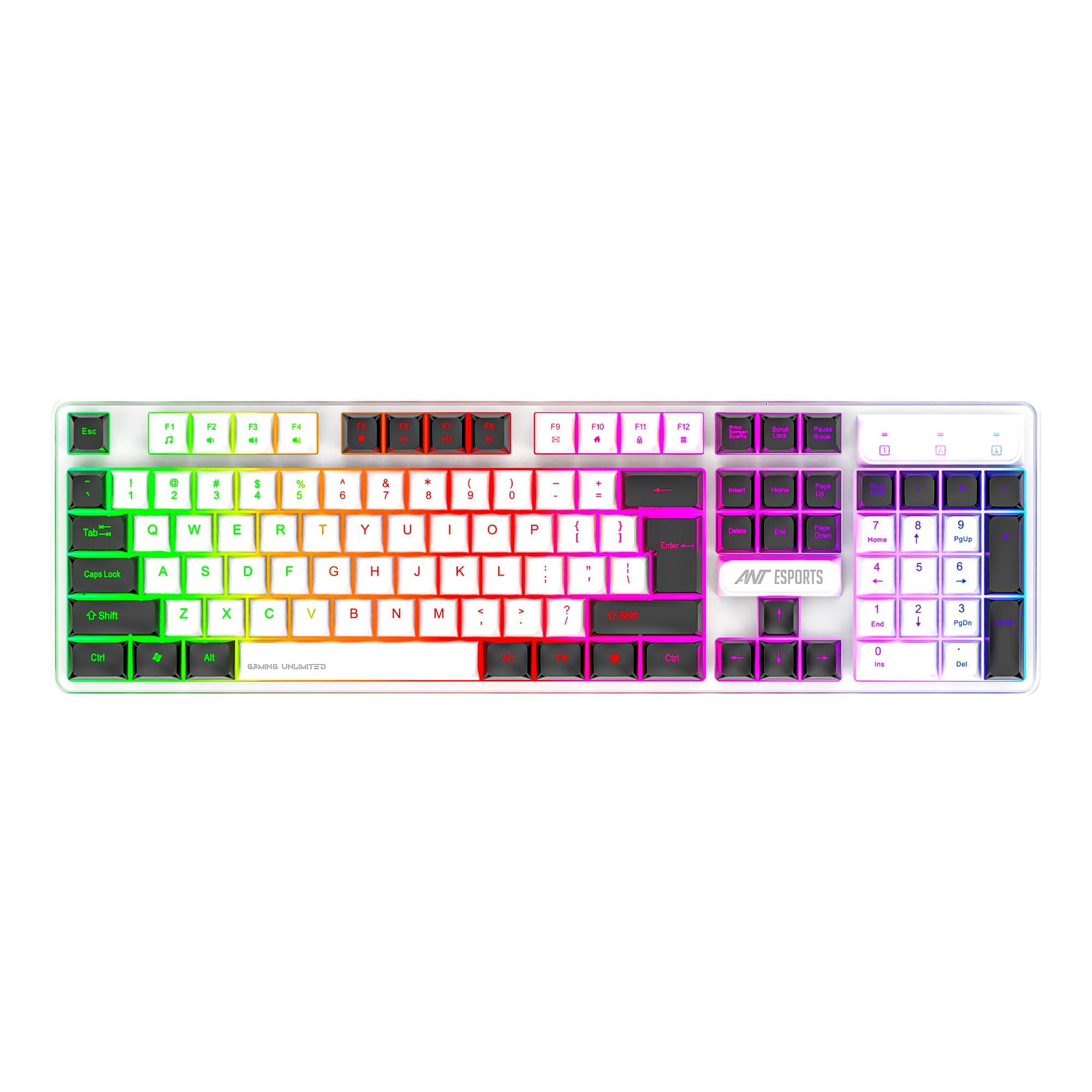 Ant Esports MK1700 RGB Wired Gaming Keyboard, Full Size 104 Keys with LED Backlit, Silent Membrane, 12 Multimedia Keys, USB Plug & Play for PC & Laptop (Mercury)