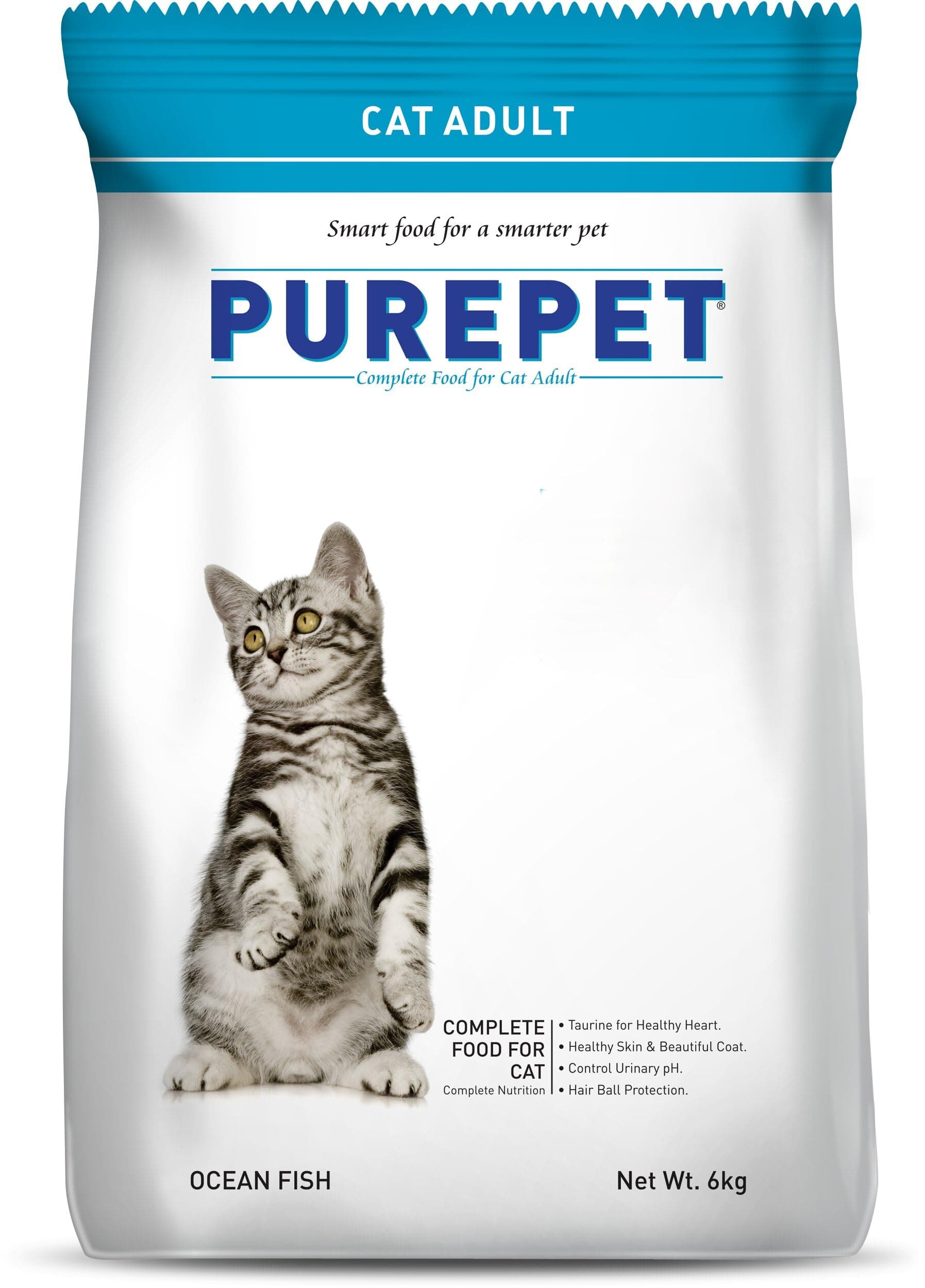 Purepet Adult Dry Cat Food 6kg | Ocean Fish Flavour | Taurine for Heart Health | Skin & Coat Care | Urinary pH Control | Hairball Protection
