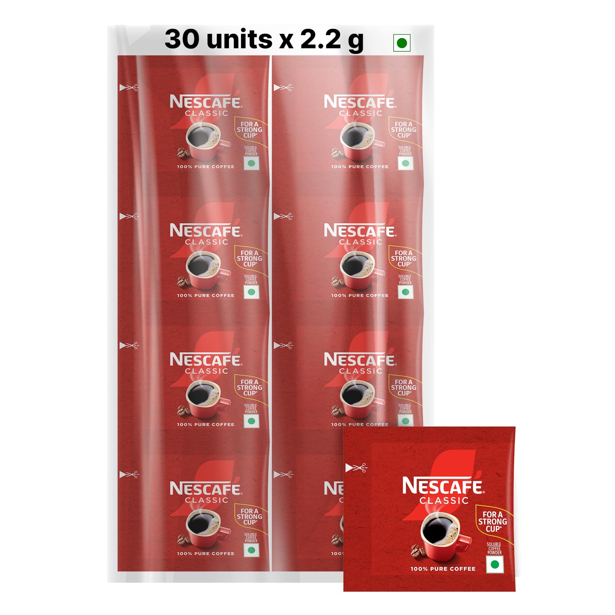 Nescafé Classic Instant Coffee Powder, 66g, (30 units x 2.2 g each) Pack