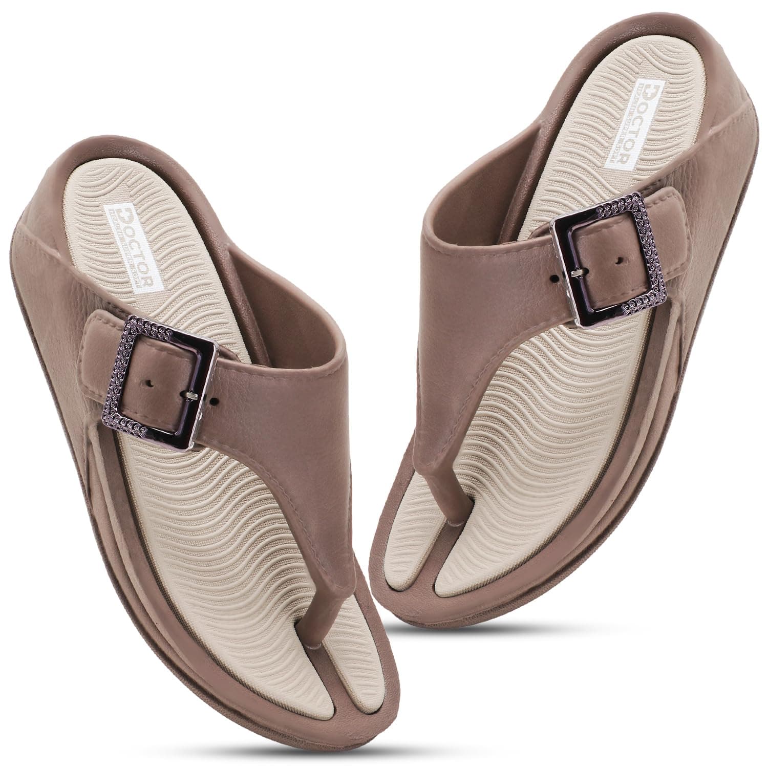 DOCTOR HEALTH SUPER SOFT Women's Orthopedic Toe Ring Sandals | Adjustable Buckle Comfort Flip Flops | Soft Cushioned Lightweight Anti-Skid Everyday Wear Slippers for Women