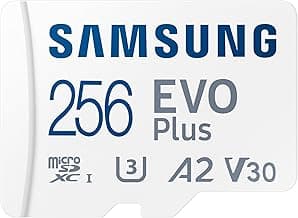 SAMSUNG EVO Plus 256GB Micro w/SD Adaptor SDXC, Up-to 160MB/s, Expanded Storage for Gaming Devices, Android Tablets and Smart Phones, Memory Card