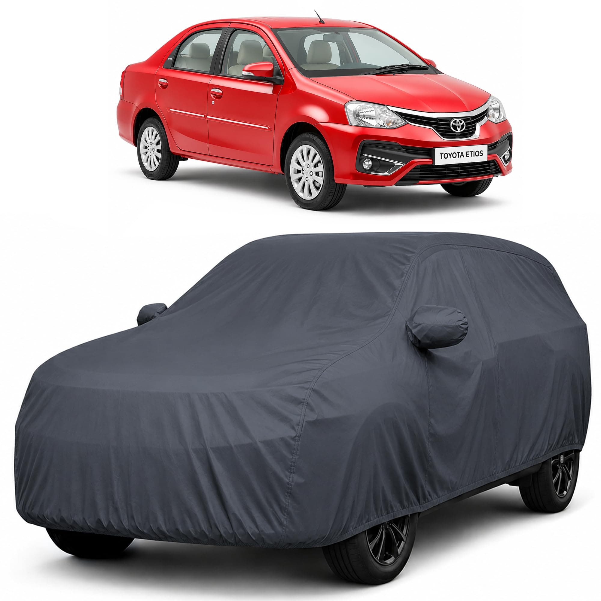 Autofact Car Body Cover Compatible with Toyota Etios | Custom Fit Car Cover |100% Waterproof | Triple-Stitched Lightweight Fabric | Dustproof | Indoor & Outdoor Use | Elastic Bottom